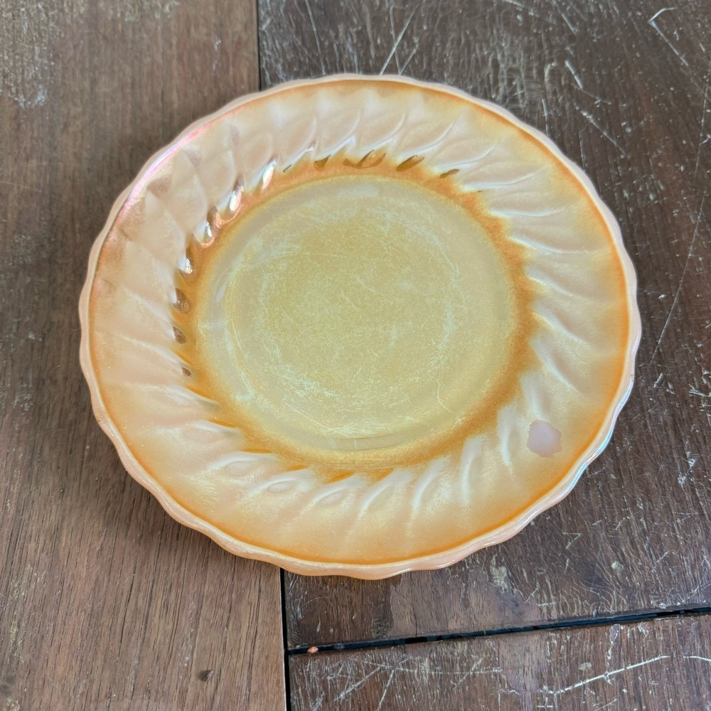 Vintage 1950s Anchor Hocking Fire King Peach Glass Lusterware Small‎ Snack Plate